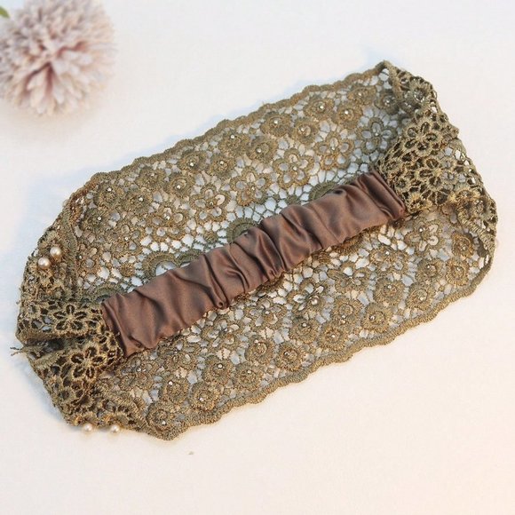 Boho Headband, Pearl Decor Bohemian Style Headband bandana hair band Vintage - Picture 3 of 6